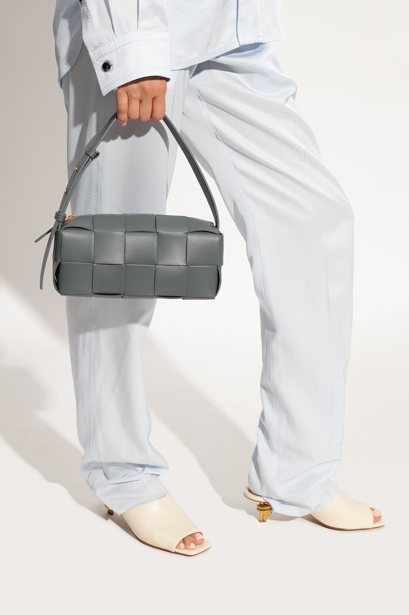Grey 'Brick Cassette Small' shoulder bag Bottega Veneta